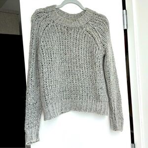 All Saints Wool Alpaca Gray Crew Neck Chunky Knit Sweater
